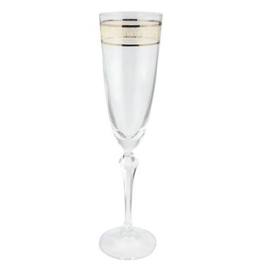 Imagem de Taça Champanhe Espumante 200ml Cristal Decorado Friso Dourado Luxo - L