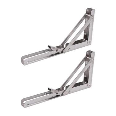 Imagem de IEUDNS 2 peças de suportes dobráveis ​​para mesa, ferragens de dobradiça triangulares resistentes, suporte de ângulo dobrável, faça você mesmo para cozinha, 10 Inch
