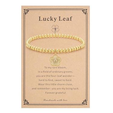 Imagem de morniface Pulseira feminina com contas banhadas a ouro 14 K, pulseira elástica com pingentes de ouro, delicada pulseira elástica feita à mão, joias de ouro modernas, presente, Medium, Aço inoxidável