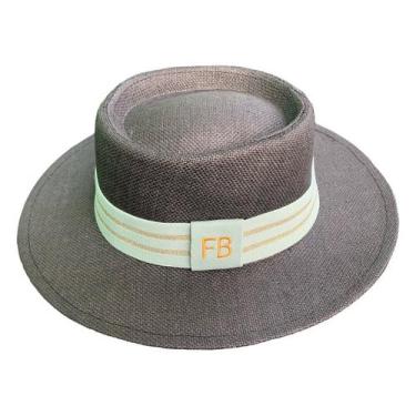 Imagem de Chapéu Paris de Juta Preto com Faixa Personalizada para Iniciais - cat