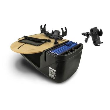 Imagem de AutoExec AE-RMCD-PM-PS-VC-11M Roadmaster Mesa de carro e estação de trabalho portátil com suporte para telefone, suporte de impressora e clipe de ventilação do telefone, natural