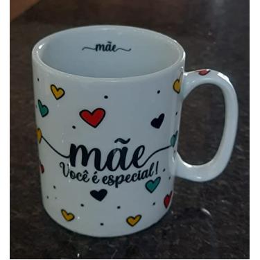 Imagem de Jogo 10 canecas 300ml Frases Mãe - Kit Porcelana - Decoração Caneca Completa Corações