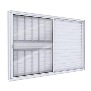 Imagem de Janela Veneziana de Aluminio de Correr Lateral com Grade 100x120cm Luc