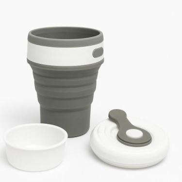 Imagem de Copo Ecológico Dobrável Portátil Reutilizável 350ml - Pop Shope, Cinza