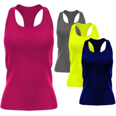 Imagem de Kit 4 Regata Nadador Feminina Dry Camisa Basica Lisa - Lupe Variedades