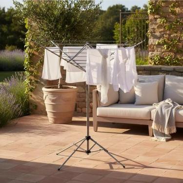 Imagem de Varal De Chão Giratório Parabólico 8 Cordas Portátil - Gileus, Preta