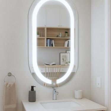 Imagem de Espelho Oval 75cm X 50cm Touch Led 2 Cores Reduna