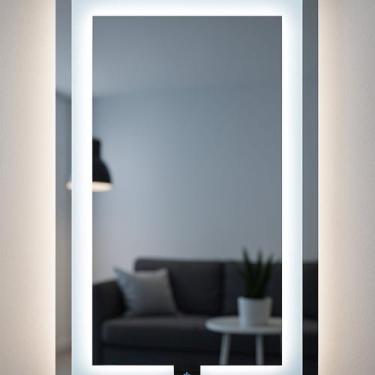 Imagem de Espelho Retangular 70cm X 50cm Iluminado Touch Screen Led 3 Cores Redu