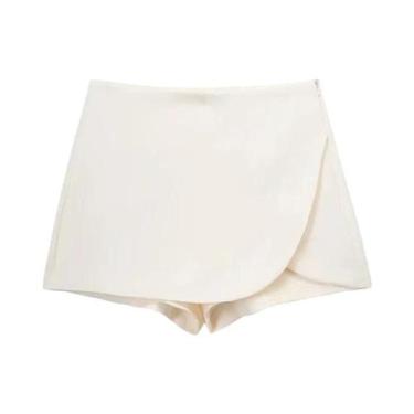 Imagem de Saia Mini Assimétrica De Cintura Alta Feminina Rosa E Preta Moda Casua