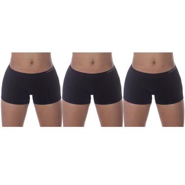 Imagem de Kit 3 Calcinhas Boxer Selene Sem Costura Feminina - Preto