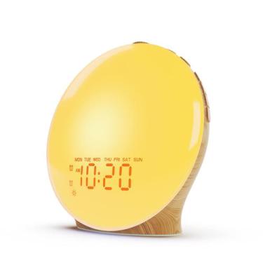 Imagem de Despertador JALL Wake Up Light Sunrise para crianças, Wood Grain