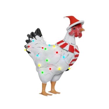 Imagem de ShengQuanHao Coleção de Decoração de Natal para área Externa com Estátua de Galinha Solar para Jardim, Figura única para Externa E Pátio