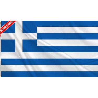Imagem de HVATLTL Bandeira de barco da Grécia com 3 camadas dupla face, 30 x 45 cm, nylon 220D resistente, cores vivas, bandeiras náuticas nacionais gregas com 2 ilhós de latão para barco, quadriciclo, caminhão