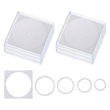 Imagem de Suporte de encaixe de moeda, pacote com 6 porta-moedas de dólar de prata para colecionadores, com junta de espuma, ajuste quadrado, moedas de 18/23/28/33/38 mm, branco transparente