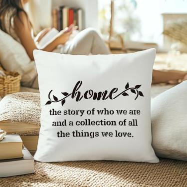 Imagem de Capas de almofada de fazenda 45,7 x 45,7 cm, a história de quem somos e uma coleção de coisas que amamos, capas de almofada motivacionais modernas para decoração de casa, quarto, sala de estar