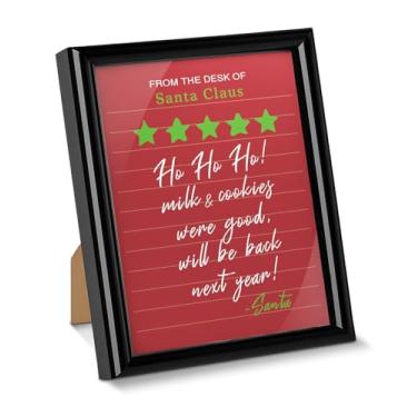 Imagem de Pôster engraçado de Natal emoldurado para decoração de parede com estampa de papai noel, classificação moderna, decoração de Natal vermelha para parede e mesa de casa 15 x 20 cm - estará de volta