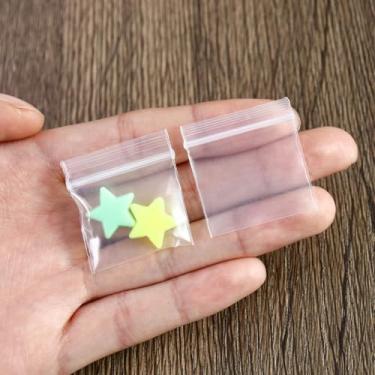 Imagem de 100 peças de mini sacos de plástico com zíper, 3,5 x 3,8 cm, sacos de poliéster resseláveis transparentes, pequenos sacos ziplock para anéis de joias, botões, 8 mm de espessura
