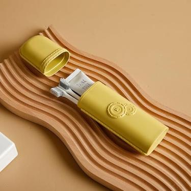 Imagem de Estojo para escova de dentes de viagem, grande, portátil, à prova de poeira, conjunto de pasta de dentes com copo de enxaguante bucal, organizador compacto para casa de banho, viagem de negócios