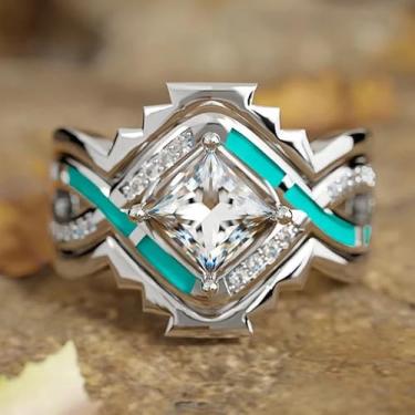 Imagem de Anéis de noivado de zircônia cúbica banhados a prata, alianças de compromisso, festas noturnas, presentes de dia dos namorados, alianças de eternidade para mulheres, 9, Cobre, Sem pedra preciosa