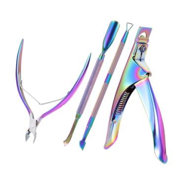 Imagem de Cortador de unhas postiças de acrílico, cortador de ponta de unha para unhas de acrílico, aparador de cutículas com empurrador de cutículas, removedor de cutículas, suprimentos para salão de beleza