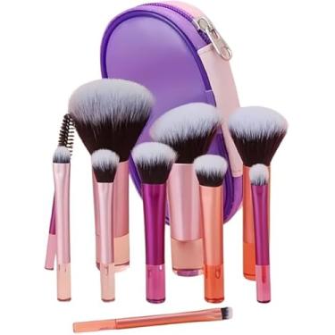 Imagem de Kit 10 Mini Pincéis de Maquiagem com Estojo Cerdas Sintéticas Macias, Portátil e Completo para Base, Pó, Blush, Corretivo e Sombras – Para Viagem Travel Size Ideal para Presente, Uso Diário e Adolescentes - PREMIUM