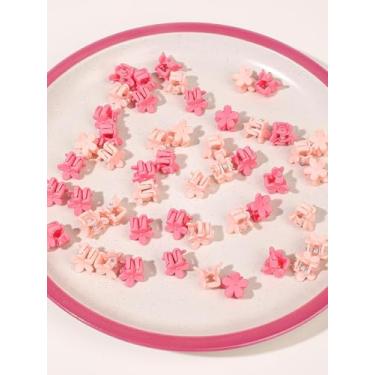 Imagem de 50 peças de grampos de cabelo para mulheres – Mini grampos de garra de flor, lindas garras de mandíbula de flores coloridas para penteados grossos finos médios finos, acessórios de cabelo de plástico