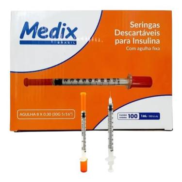 Imagem de Seringa de Insulina 1ml c/ Agulha Fixa 8x0,30 30G - Cx c/100