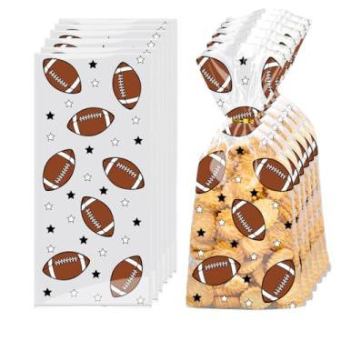 Imagem de 50 sacos de guloseimas de futebol, sacos de celofane, doces, seláveis a quente, presente com 50 peças de laços torcidos para festa de aniversário