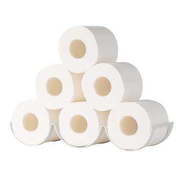 Imagem de Suporte de papel higiênico de parede para 6 rolos extras, suporte de papel higiênico de ferro, suporte de papel higiênico flutuante em nuvem, suporte de toalha de rolo de papel de metal para decoração
