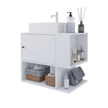 Imagem de Gabinete Suspenso Organizador Banheiro Com 1 Porta e Nicho (Branco)