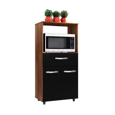 Imagem de Balcão Multiuso Para Micro-ondas 2 Portas 1 Gaveta Nalu Savana / Preto