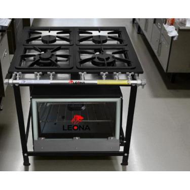 Imagem de Fogão Industrial 4 Bocas 30x30 P7 com Forno Leona - Mr Fogões