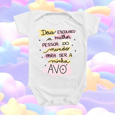 Imagem de Body de Bebê Roupinha Deus Frase Doçura Vovó Menina Rosa Presente Mimo