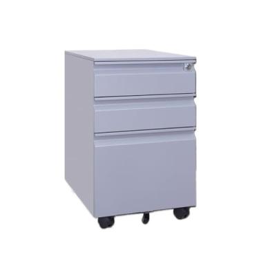 Imagem de Armário de Arquivos Armário de aço com três gavetas e rodas, arquivo escritório móvel, armário curto fechadura grossa(Gray)