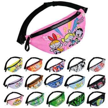 Imagem de Pochete fofa de desenho animado rosa para adolescentes e adultos – bolsa de cintura colorida com estampa de personagem divertida, alça ajustável, bolsa de cinto de viagem leve para caminhadas, corrida