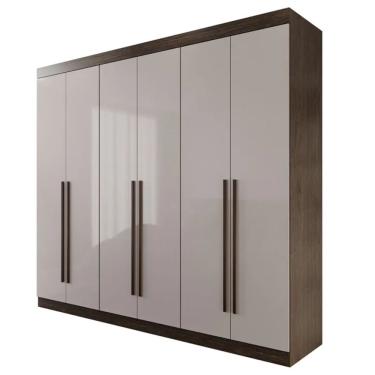Imagem de Guarda Roupa Casal Uberaba 6 Portas 4 Gavetas 100% Mdf Valverde Moveis Canion/off White