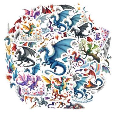 Imagem de 35 peças Dragão Fantasia Criatura Mítica Graffiti Decalques Adesivos Animais Adesivos Caprichosos Brinquedo para Laptop Motocicleta Bagagem Telefone DIY Telefone Guitarra Laptop Notebook Mala Copo