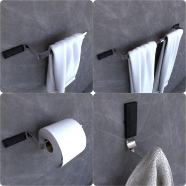 Imagem de Kit Acessórios Para Banheiro Cromado e Preto Empire 4 peças - MetalCro