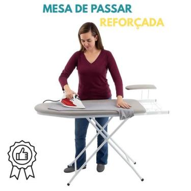 Imagem de Taboa Mesa De Passar Dobrável Com Passa Mangas Porta Ferro e Tecido Té