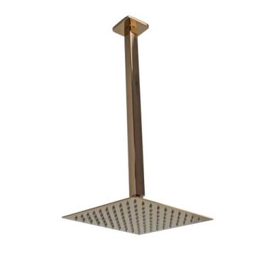 Imagem de Ducha Inox Rose Golden 20x20 C/ Braço Suporte Teto 40 Cm - AMG Metais