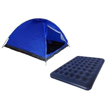 Imagem de Kit barraca camping iglu 4 pessoas + colchão casal inflável - OMEGA
