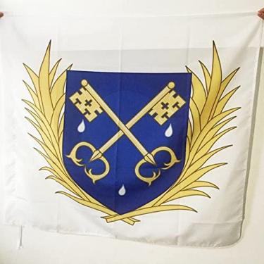 Imagem de AZ FLAG Bandeira da Fraternidade Sacerdotal de São Pedro 3' x 3' para um mastro - Bandeiras de pedido Saint Pierre 90 x 90 cm - Banner 3 x 3 pés com furo