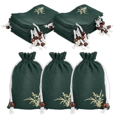 Imagem de PH PandaHall 24 bolsas de linho com cordão, 10 x 12,7 cm, sacos de sachê estampados com flores, pequenos sacos de presente de tecido, bolsas de joias vazias para presentes de casamento, Natal, doces