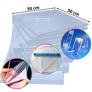 Imagem de Chapa de Acrílico Cristal Esp. 4mm  50x50cm  500x500mm  Placa Transpar