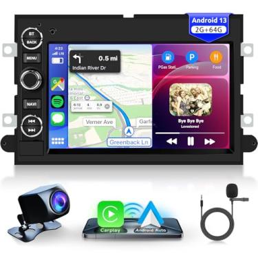 Imagem de Rádio estéreo para carro Android 13 2+64G para Ford F150 F250 F350 2004-2014, tela sensível ao toque de 7 polegadas com câmera de backup sem fio CarPlay Andriod Auto, Bluetooth, GPS, HiFi, SWC, WiFi