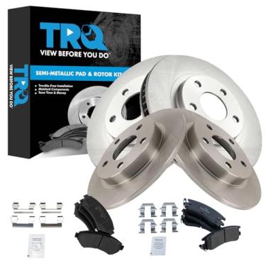 Imagem de TRQ Kit de pastilha e rotor de freio dianteiro e traseiro semimetálico compatível com Buick LeSabre 2000-2005 2000-2004 Park Avenue 2001-2003 Oldsmobile Aurora Pontiac Bonneville