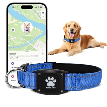 Imagem de Myiwb Coleira GPS para cães 2 em 1, coleira refletiva à prova d'água ajustável para animais de estimação, somente iOS, ideal para rastreamento de cães, para cães pequenos a grandes, rastreamento em
