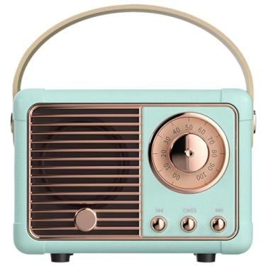 Imagem de Alto-falante vintage, mini rádio portátil para quarto, cozinha, escritório e festa, azul