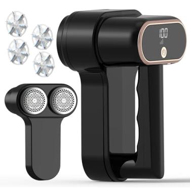 Imagem de Barbeador de tecido recarregável de cabeça dupla, removedor de fiapos de 3 velocidades para sofá de roupas e móveis, elimina manchas e bolinhos, barbeador elétrico de fiapos com tela de LED e porta de