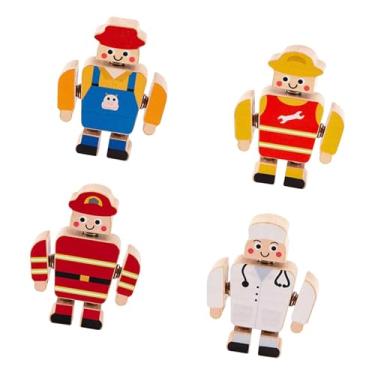 Imagem de Esquirla Conjunto de 4 Peças de Brinquedos de Encaixe de Madeira com Miniaturas de Pessoas para Crianças de 3, 4 E 5 Anos.